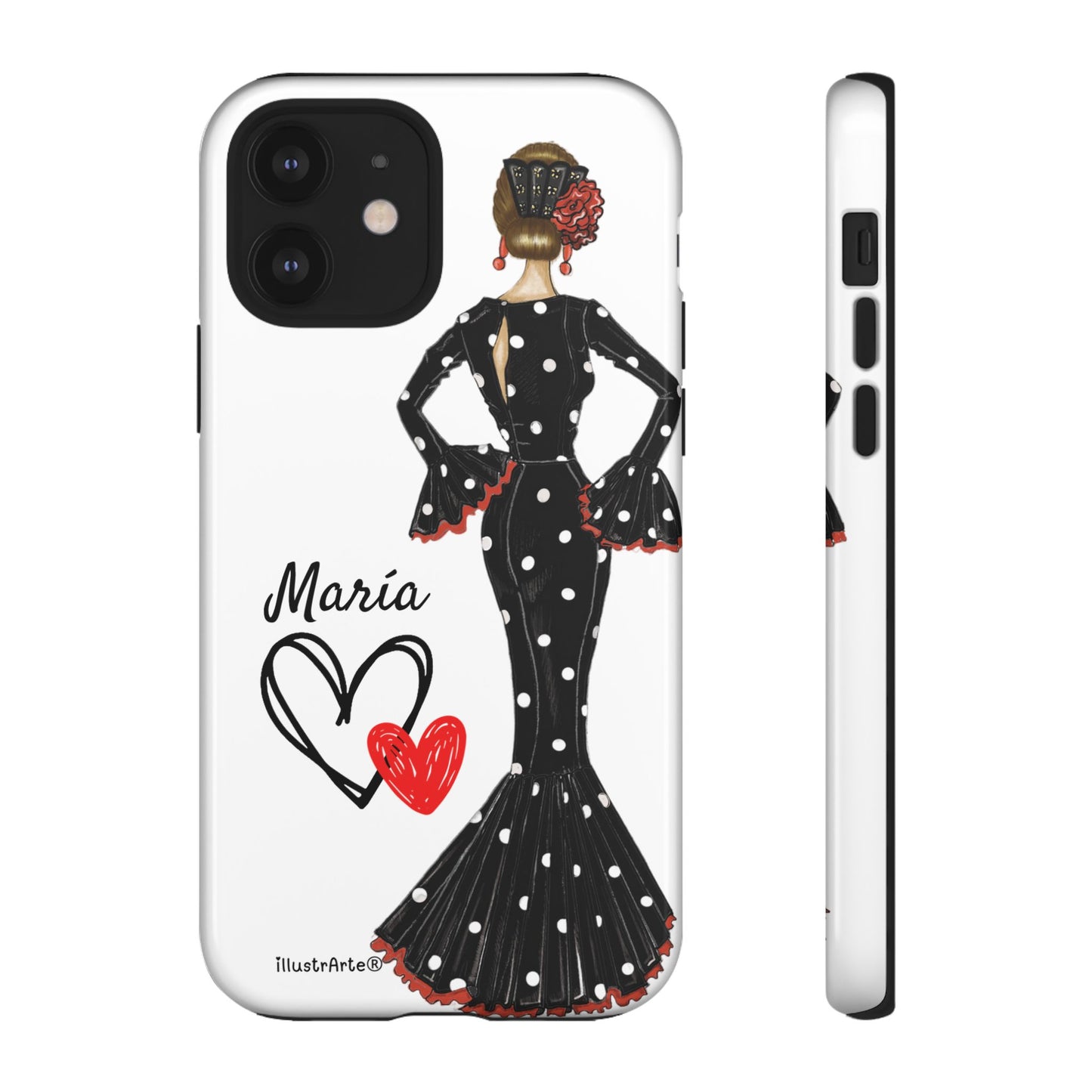 Personalized phone case Maria in black dress – for iPhone, Samsung, Pixel