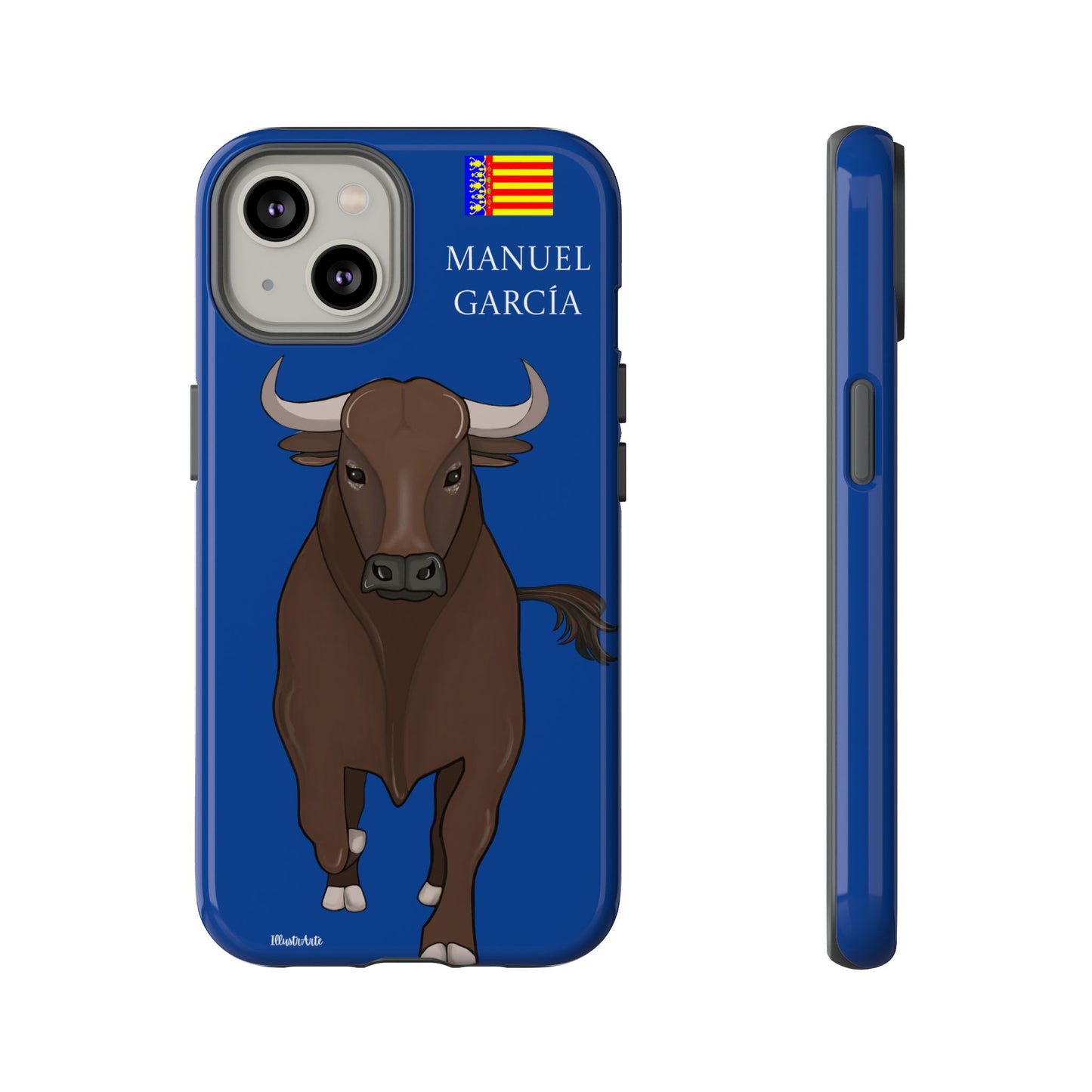 una funda de teléfono con una imagen de un toro