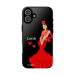 Personalised phone case flamenco dancer Lucía for iPhone 16 Plus, gloss finish – illustrArte