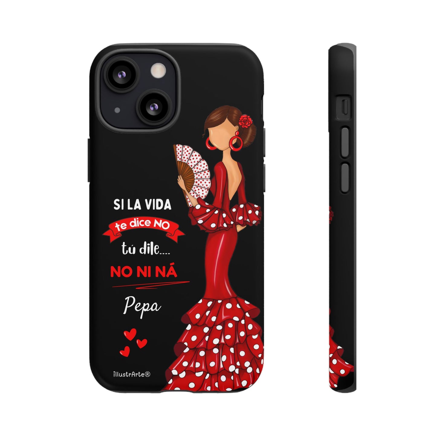 Funda de teléfono personalizable  - Modelo Pepa con frase Para iPhone, Samsung