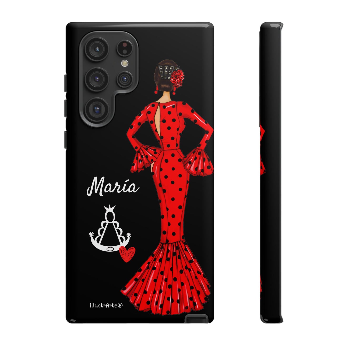 Personalized phone case Maria red hair dark background black – for iPhone, Samsung, Pixel