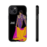 Personalised phone case bullfighter José for iPhone 14 Plus, gloss finish – illustrArte