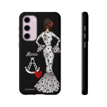 Personalised phone case flamenco dancer María Blanco, with the Virgen del Rocío for Samsung Galaxy S23 Plus, gloss finish – illustrArte