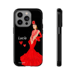 Personalised phone case flamenco dancer Lucía for iPhone 14 Pro, gloss finish – illustrArte