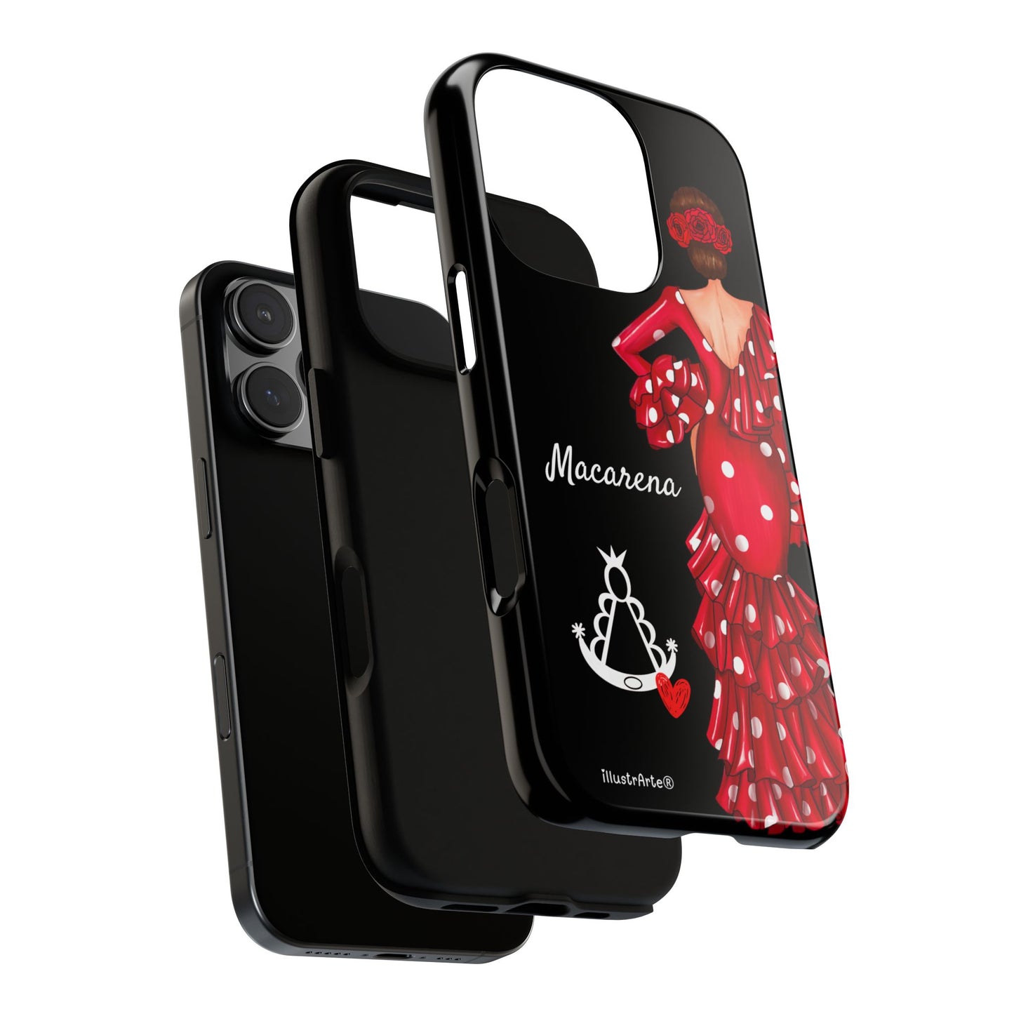 Funda de teléfono personalizada Macarena negro – para iPhone, Samsung, Pixel