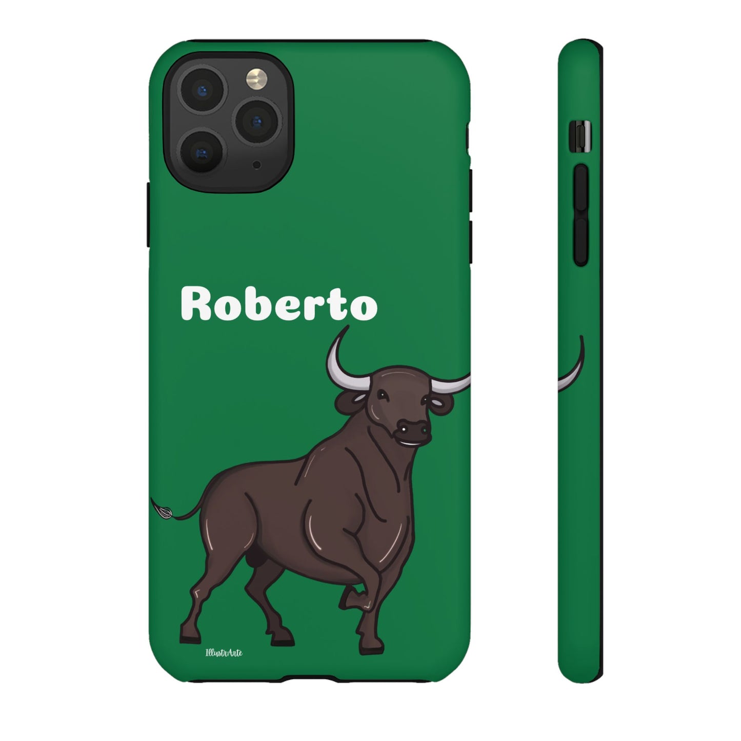 una funda de teléfono con un toro en ella