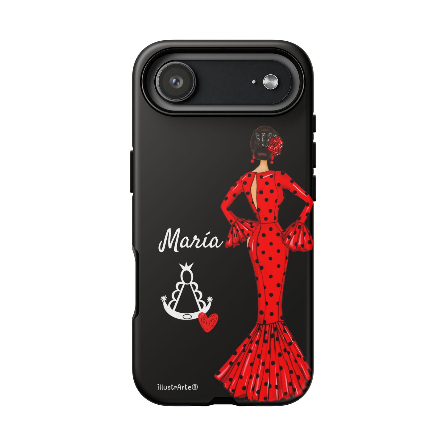 Personalized phone case Maria red hair dark background black – for iPhone, Samsung, Pixel
