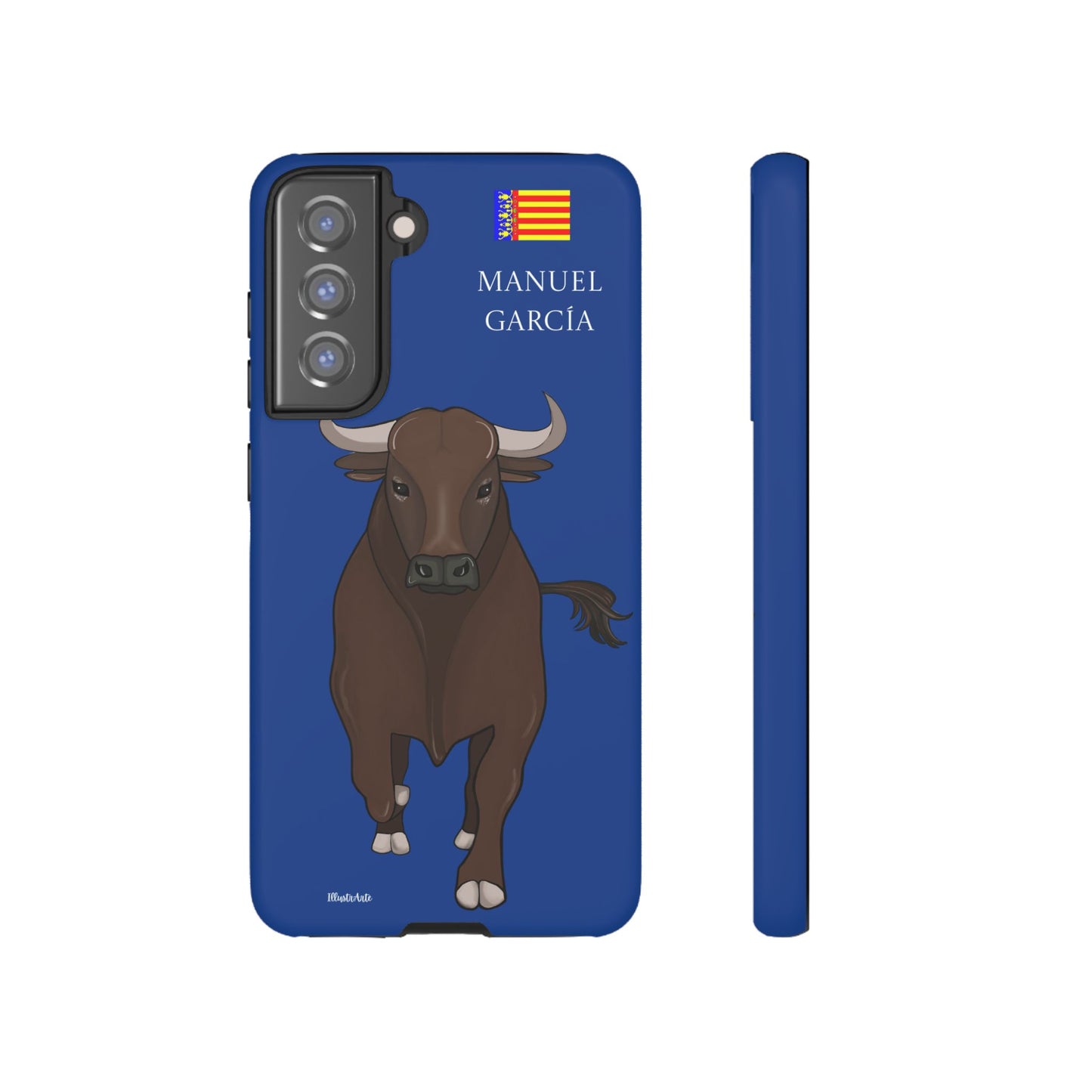 una funda de teléfono con una imagen de un toro