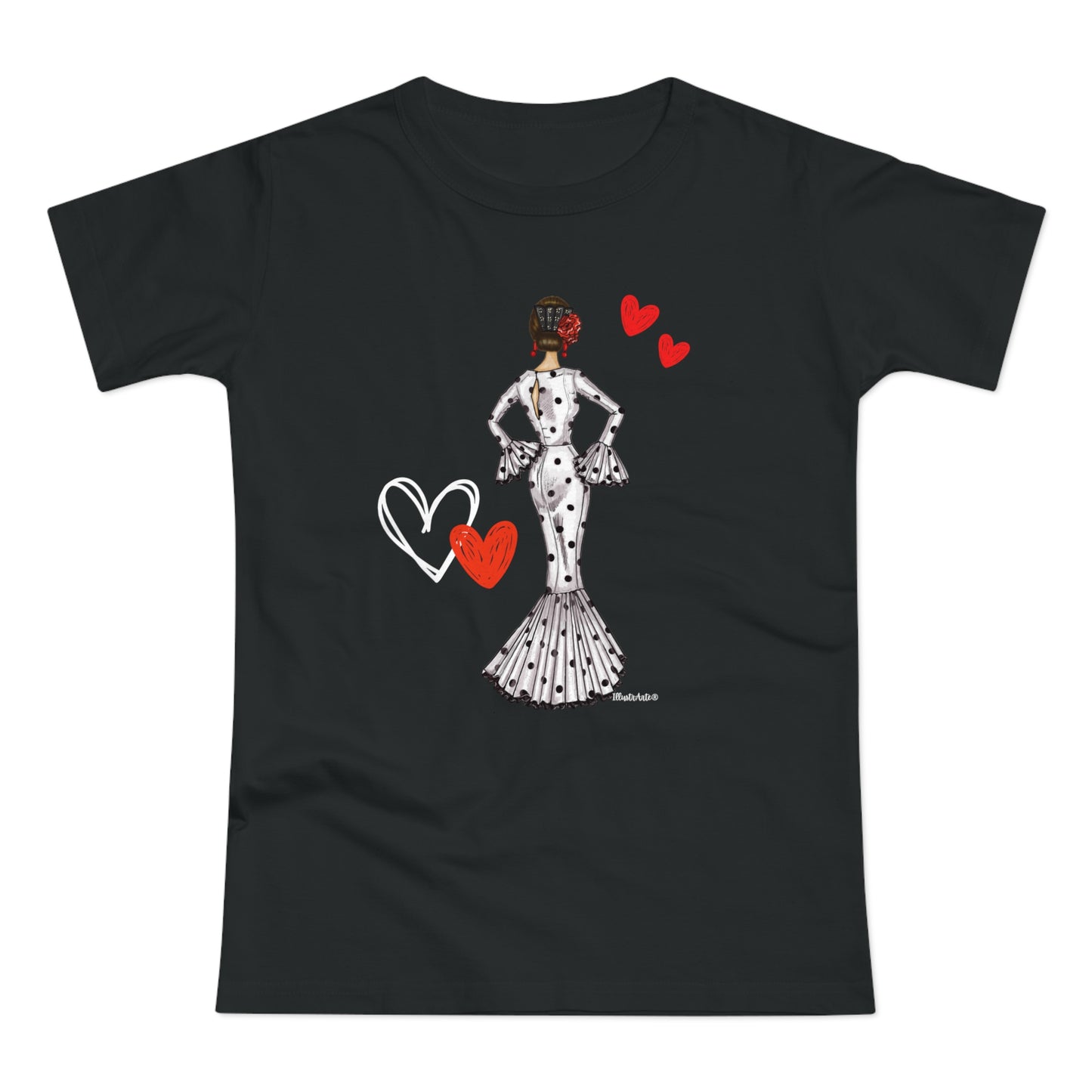 a t - shirt with a woman holding a heart