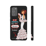 Personalised phone case flamenco dancer Pepa, white dress, with quote for Samsung Galaxy S20 FE, gloss finish – illustrArte