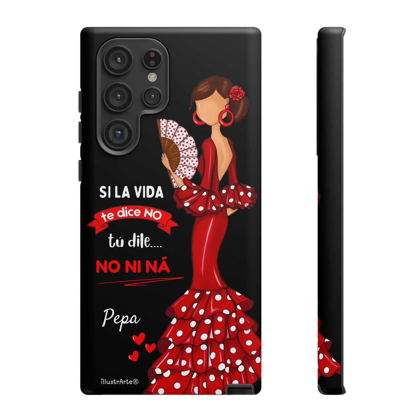 Funda de teléfono personalizable  - Modelo Pepa con frase Para iPhone, Samsung