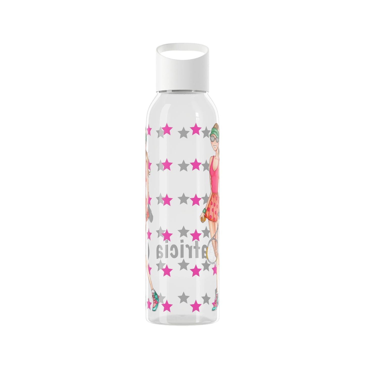 Tennis lovers r 22 Oz/650ml Eastman Tritan™ Single wall bottle, pink outfit design. - IllustrArte