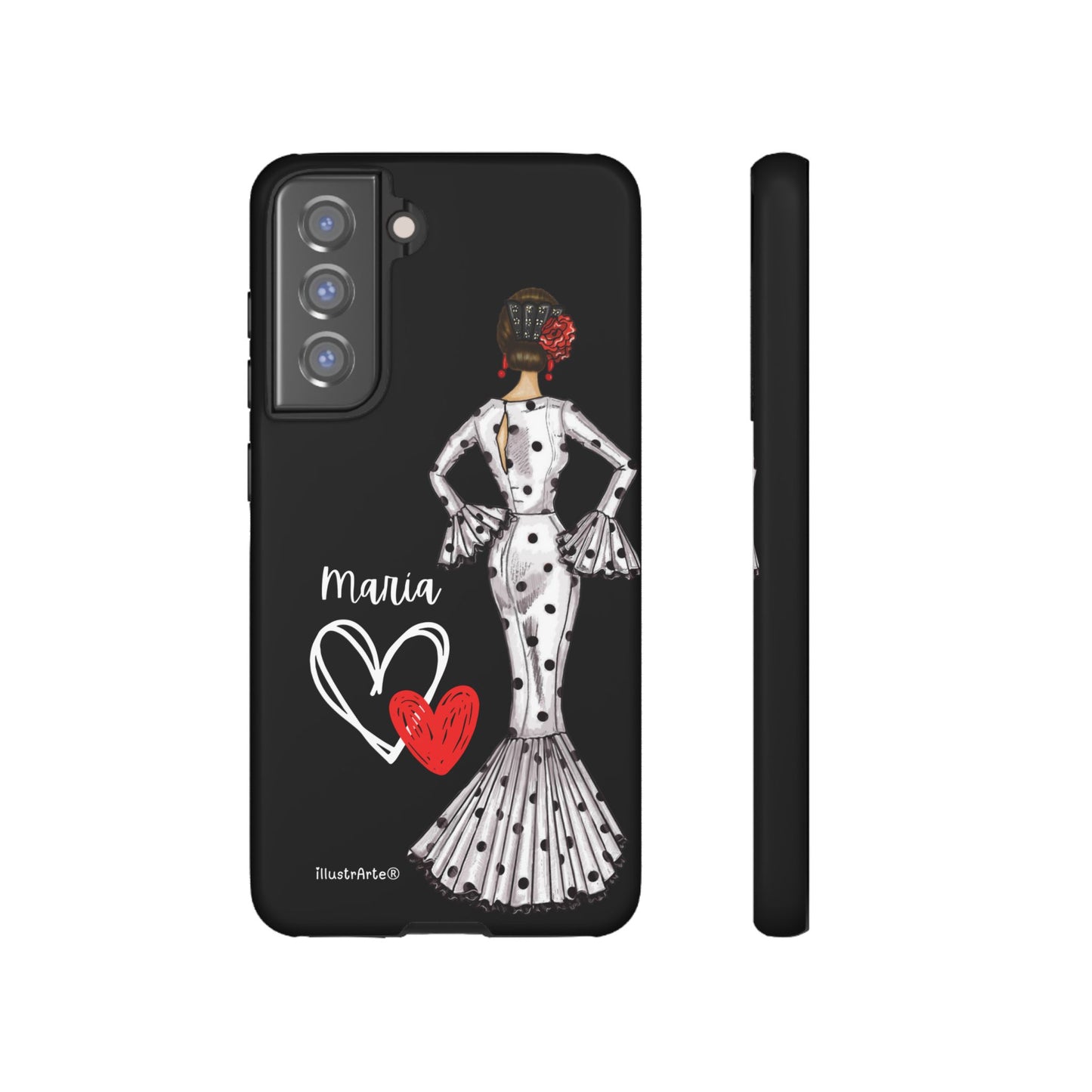 Capa de telefone personalizável com nome/bandeira/Virgem - modelo Maria em vestido branco Para iPhone, Samsung e Google Pixel
