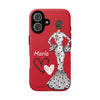 Funda de teléfono personalizable María blanco fondo rojo corazones – para iPhone, Samsung, Pixel