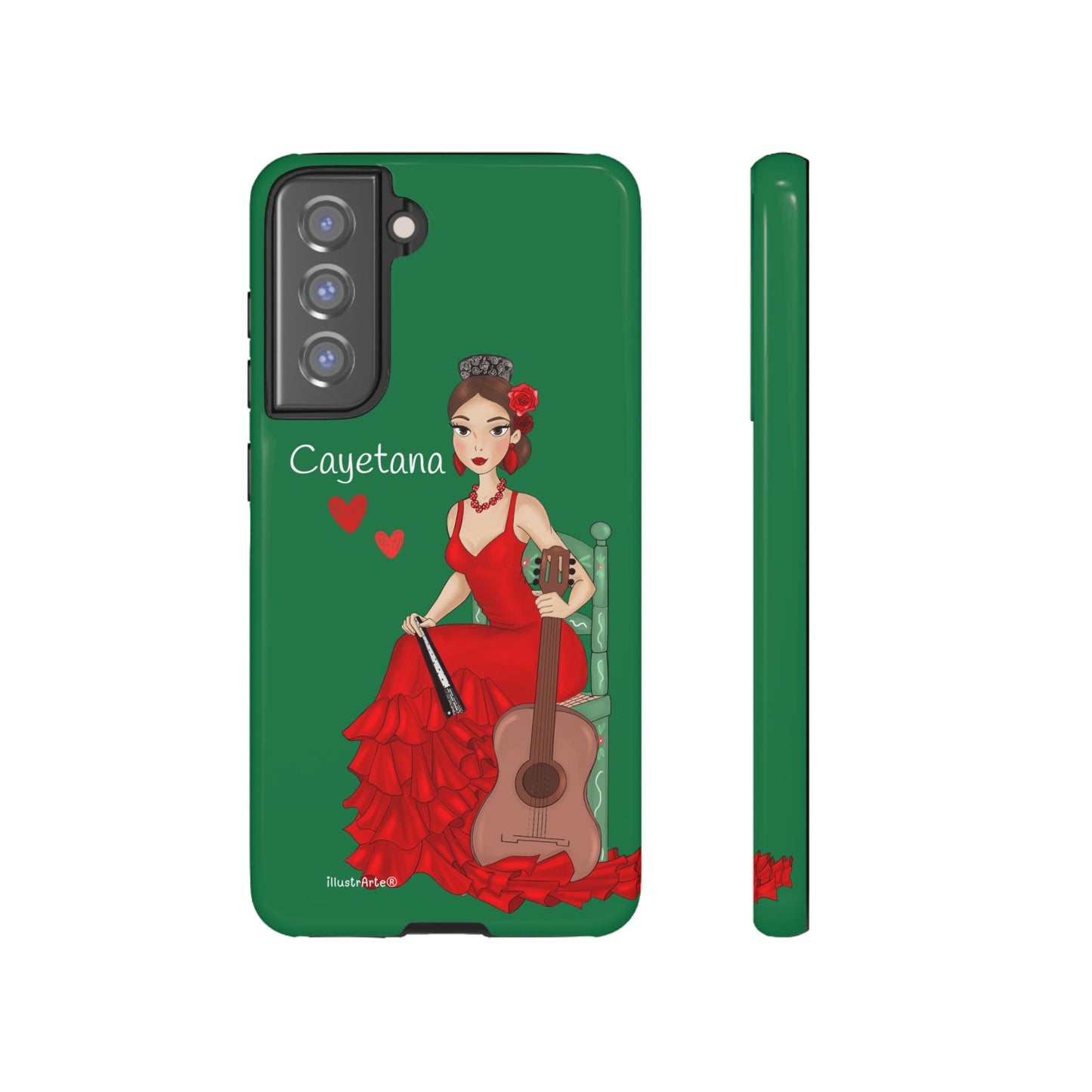 Cayetana personalized phone case with green background – for iPhone, Samsung, Pixel