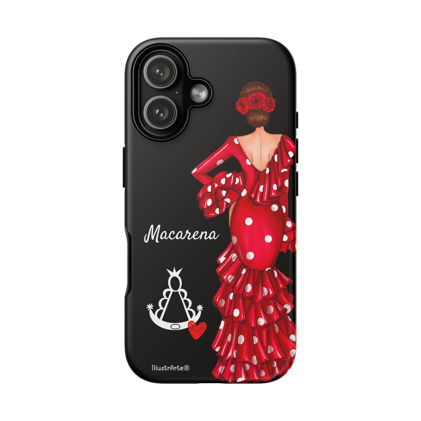 Funda de teléfono personalizada Macarena negro – para iPhone, Samsung, Pixel