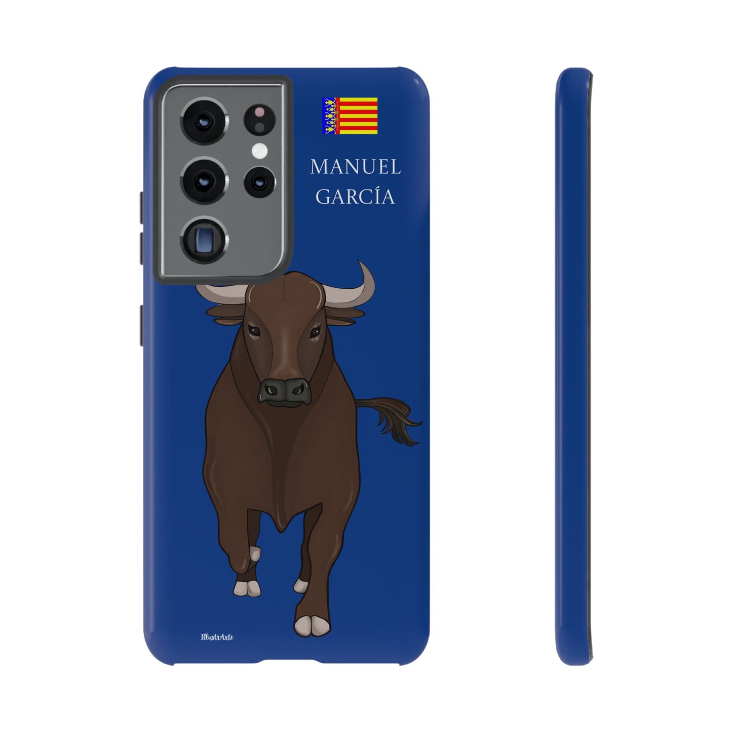 una funda de teléfono con una imagen de un toro