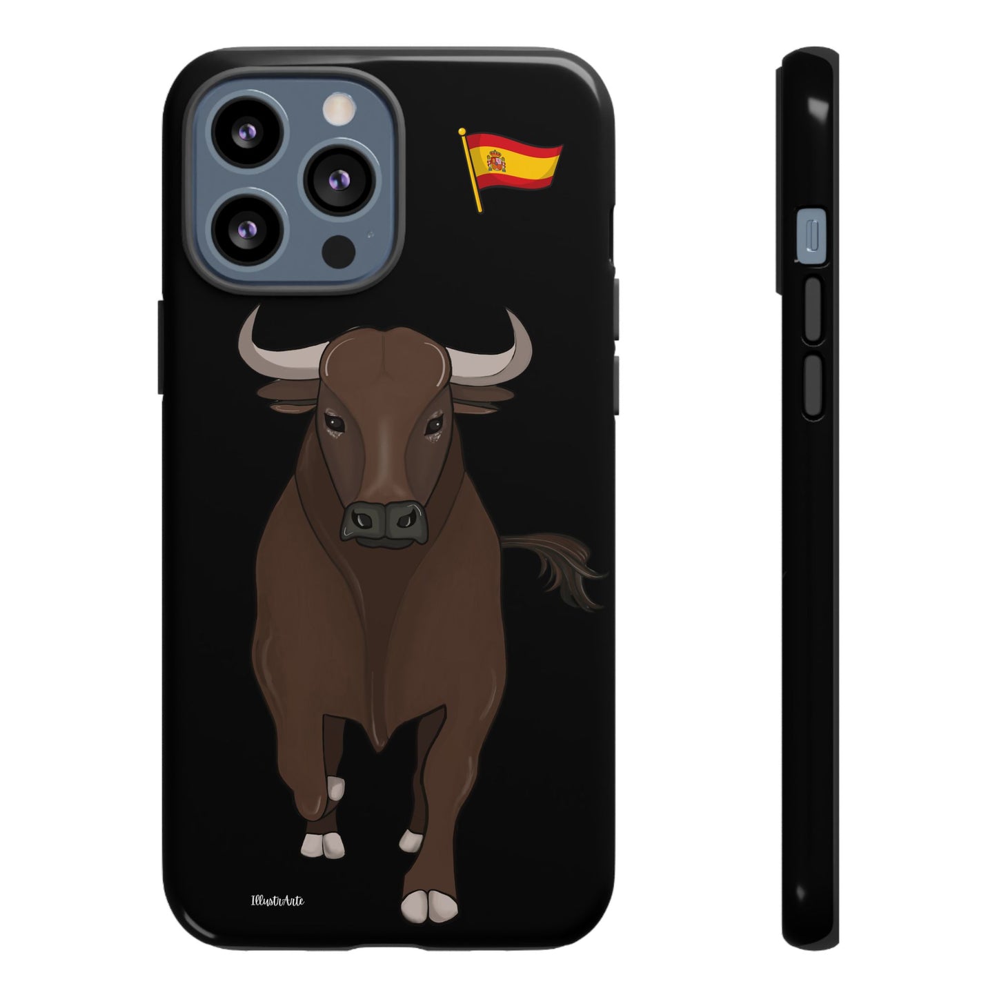 una funda de teléfono con un toro en ella