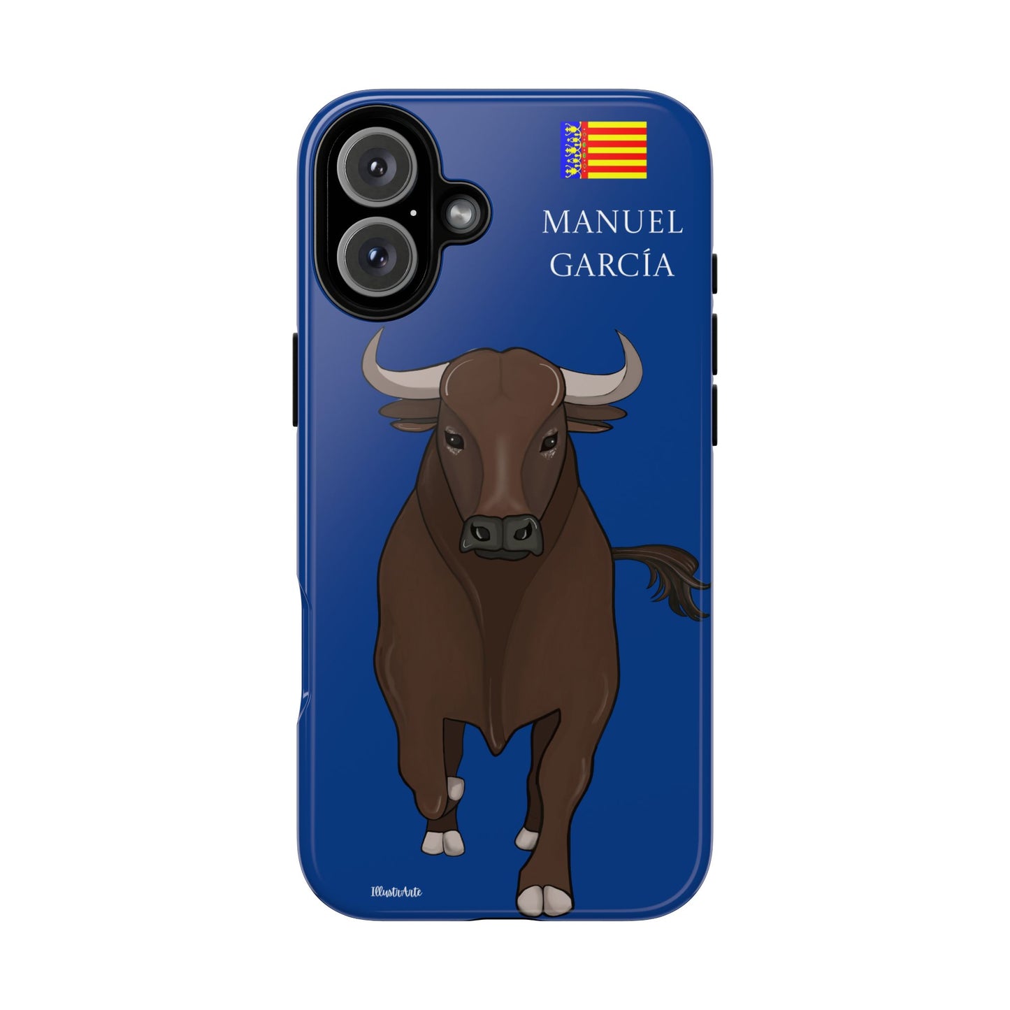 una funda de teléfono con una imagen de un toro