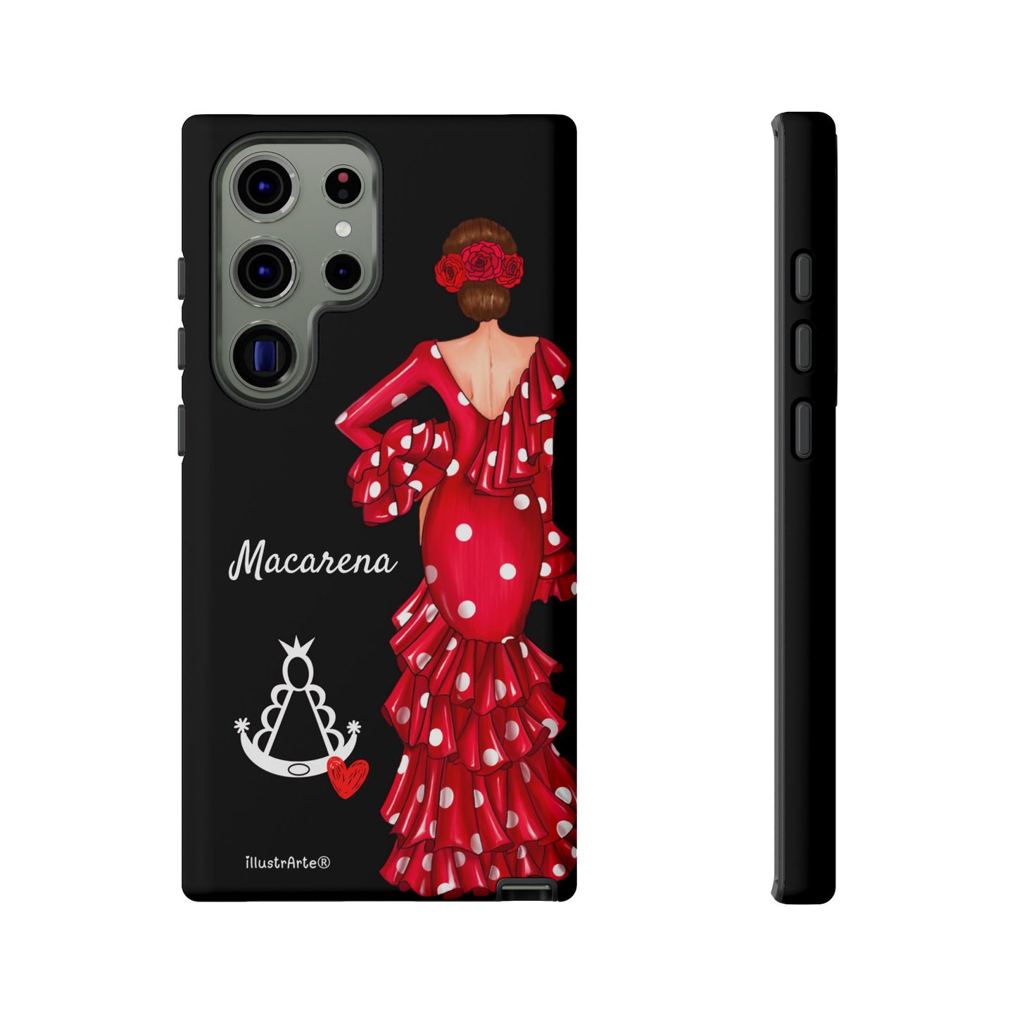 Funda de teléfono personalizada Macarena negro – para iPhone, Samsung, Pixel