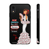 Funda de teléfono personalizable Pepa vestido blanco con frase – para iPhone, Samsung, Pixel