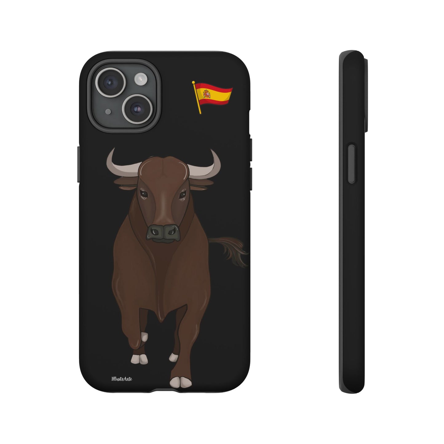 una funda de teléfono con un toro en ella