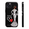 Funda de teléfono personalizada María vestido blanco – para iPhone, Samsung, Pixel