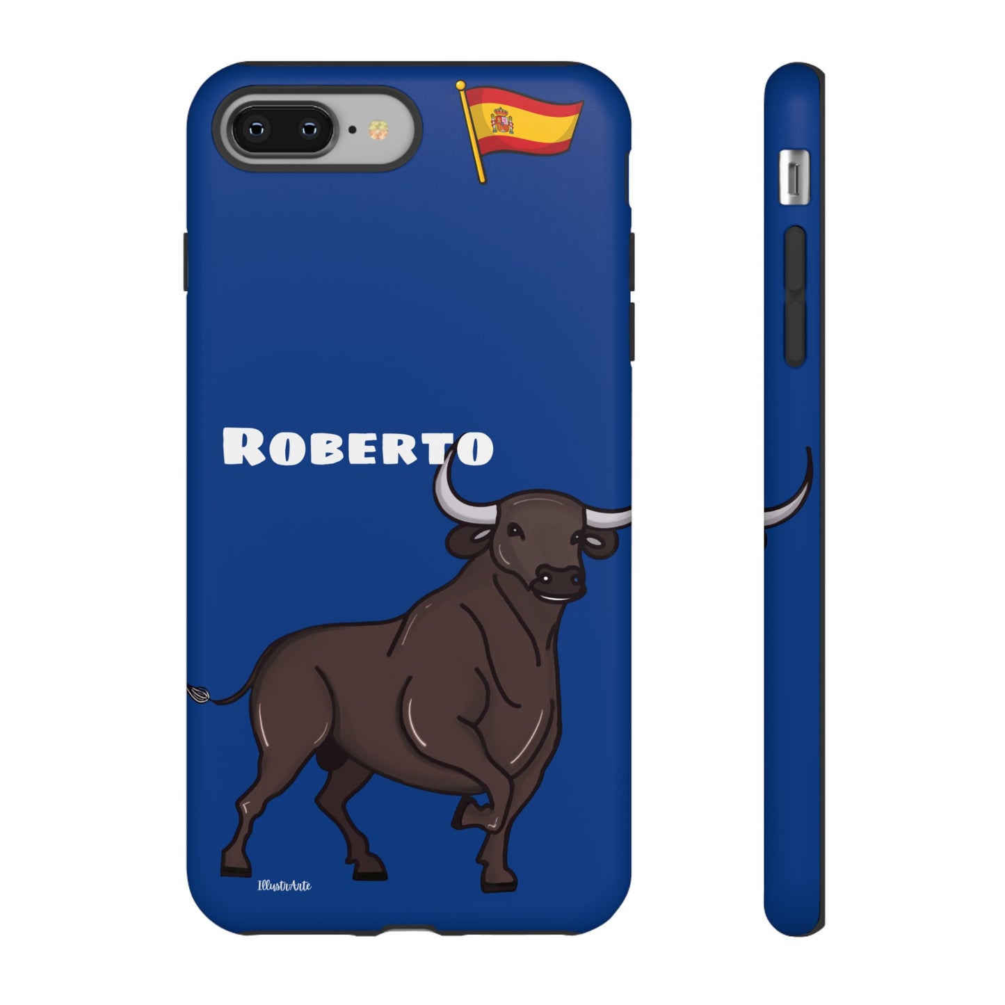 Funda de teléfono personalizable con nombre/bandera/Virgen - Modelo Toro Roberto, diseñada para Google Pixel, mezcla arte y funcionalidad.