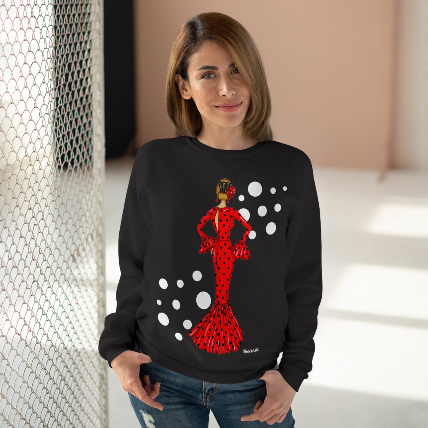 Sudadera Personalizable - Flamenca María rojo, negro con lunares