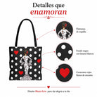 Bolsa tote Málaga flamenca María Blanco fondo negro con lunares 5