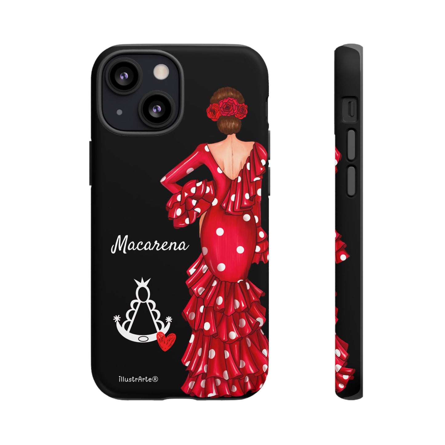 Funda de teléfono personalizada Macarena negro – para iPhone, Samsung, Pixel