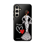 Personalised phone case flamenco dancer María, white dress for Samsung Galaxy S24 Plus, gloss finish – illustrArte