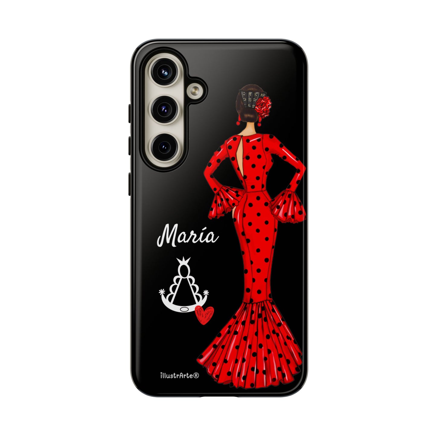 Personalized phone case Maria red hair dark background black – for iPhone, Samsung, Pixel