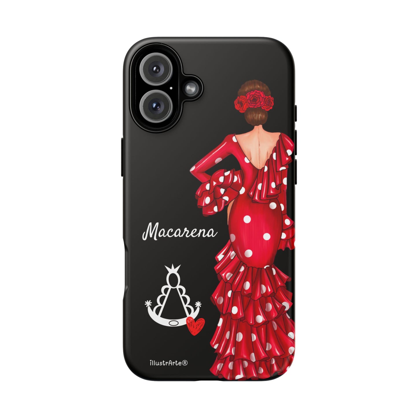 Funda de teléfono personalizada Macarena negro – para iPhone, Samsung, Pixel
