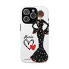 Funda de teléfono personalizada María vestido negro – para iPhone, Samsung, Pixel