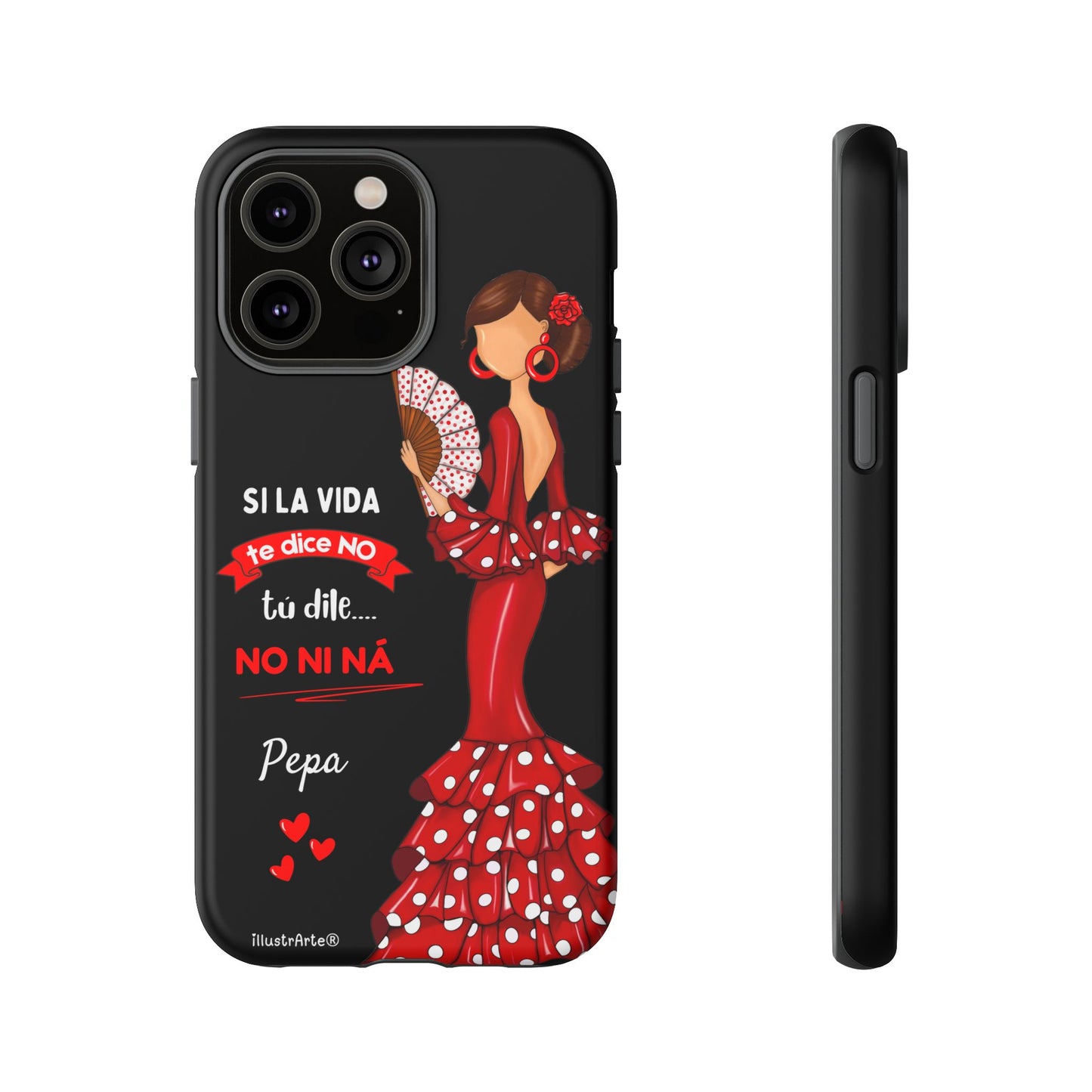 Funda de teléfono personalizable  - Modelo Pepa con frase Para iPhone, Samsung