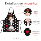 Delantal flamenca illustrArte – Maite, fondo negro con lunares – vista 4