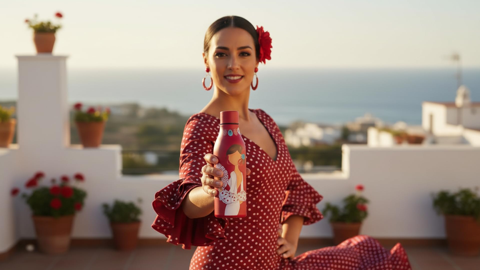 Botella térmica flamenca illustrArte 500 ml – diseño Pepa Feliz – vista 2