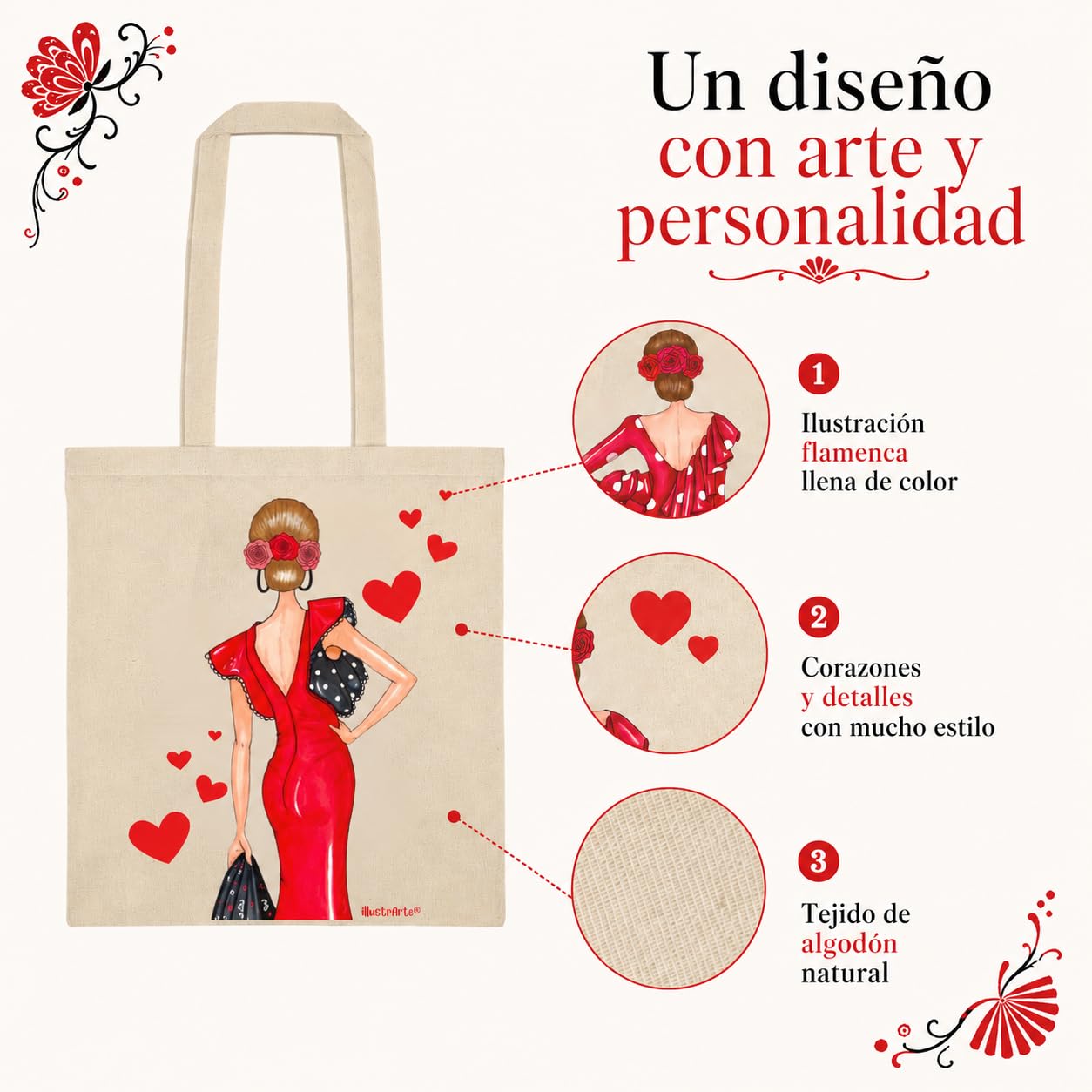 Bolsa tote Cádiz flamenca Manuela roja 3
