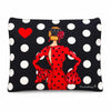 Neceser o estuche Granada illustrArte 22 x 17 cm – diseño María Rojo, fondo negro con lunares blancos – imagen Amazon
