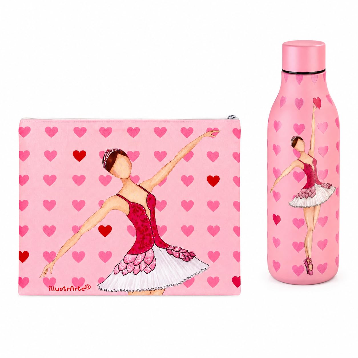 Pack botella térmica 500 ml + neceser Granada 22x17 cm illustrArte – bailarina Mariela