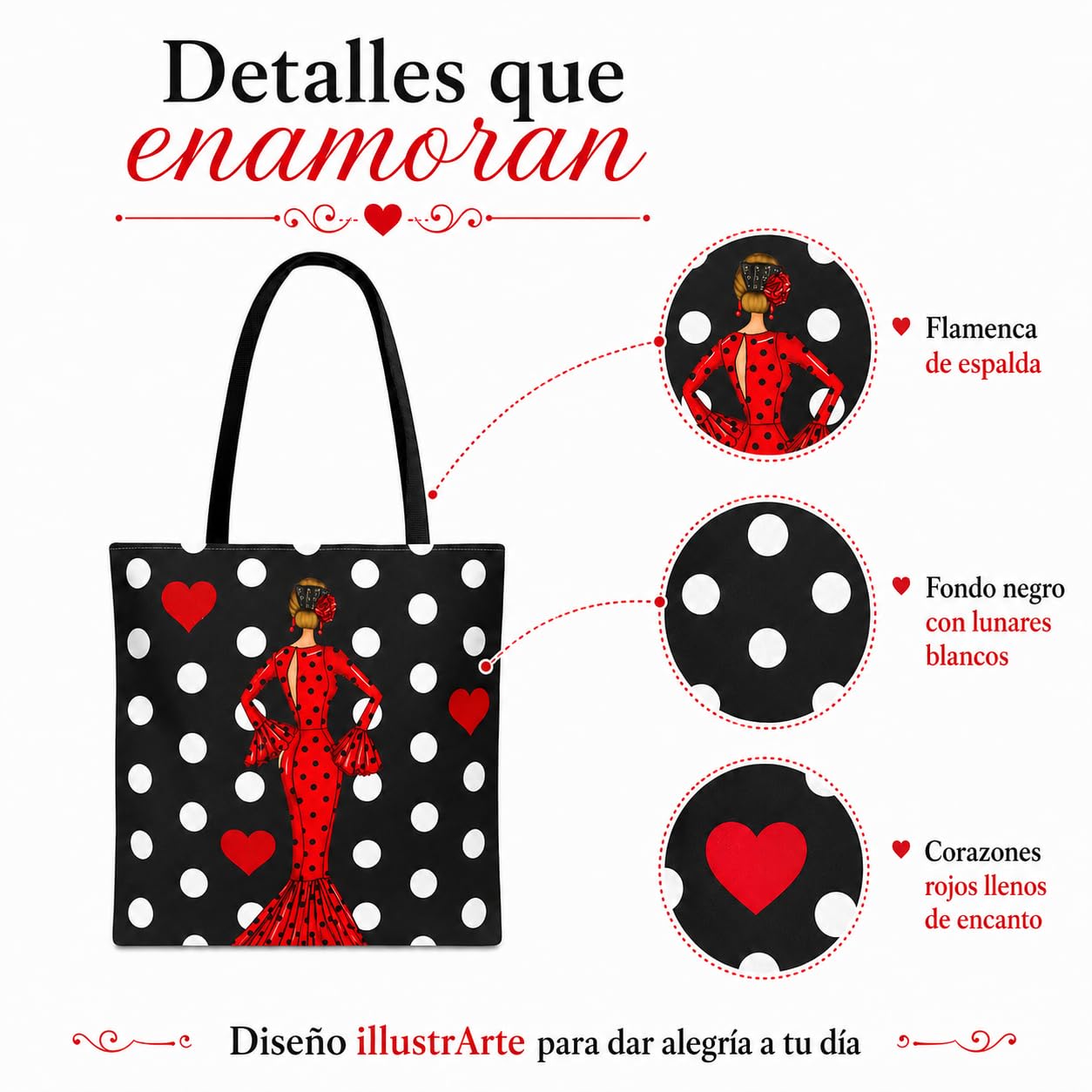 Bolsa tote Málaga flamenca María Rojo con lunares 5
