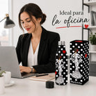 Botella térmica flamenca illustrArte 500 ml – diseño María Blanco, fondo negro – vista 5