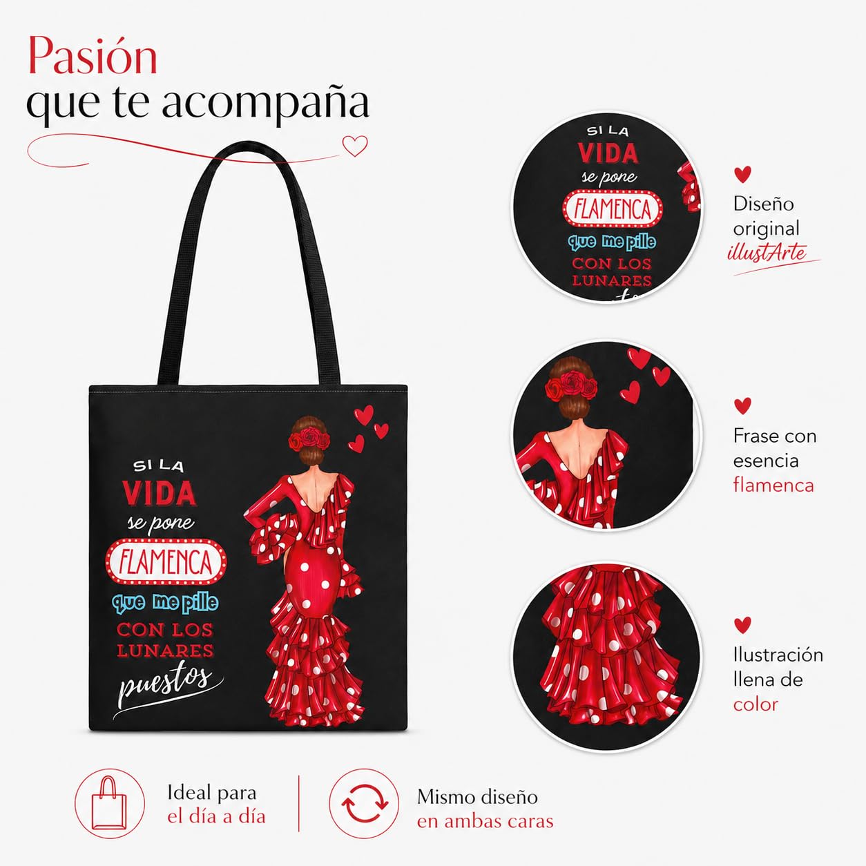 Bolsa tote Málaga flamenca Macarena con frase 5