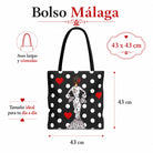 Bolsa tote Málaga flamenca María Blanco fondo negro con lunares 7