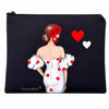 Neceser o estuche Granada illustrArte 22 x 17 cm – diseño Maite, fondo negro con lunares blancos – imagen Amazon