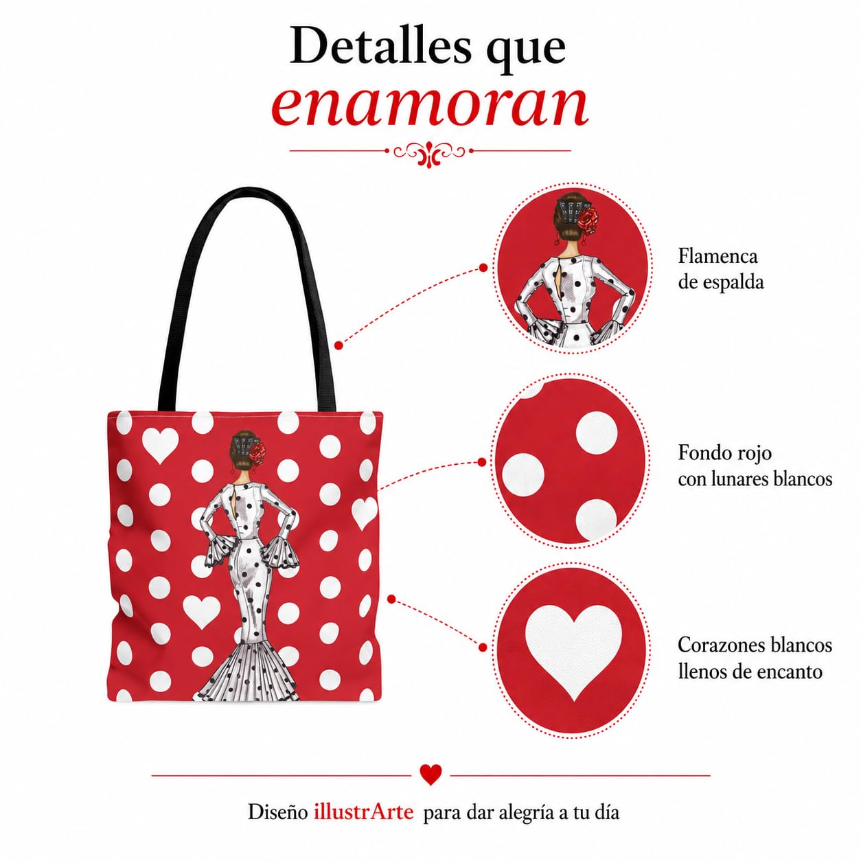 Bolsa tote Málaga flamenca María Blanco fondo rojo 5