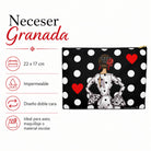 Neceser Granada illustrArte – María Blanco, fondo negro con lunares – vista 2 – imagen Amazon