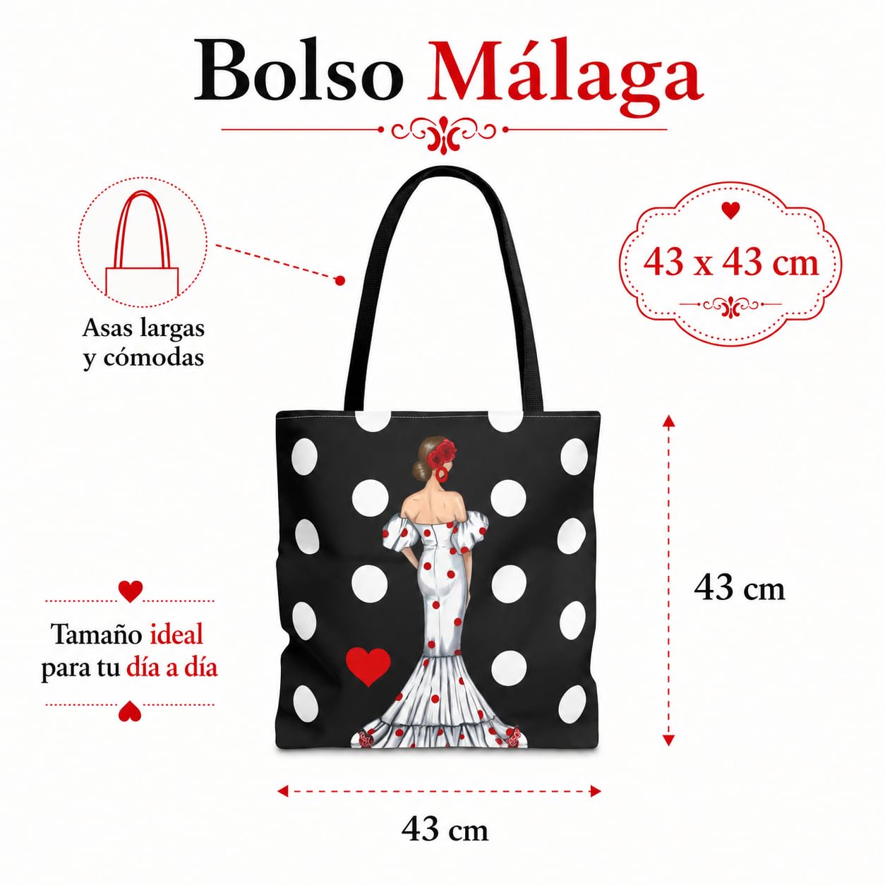 Bolsa tote Málaga flamenca Maite con lunares 6