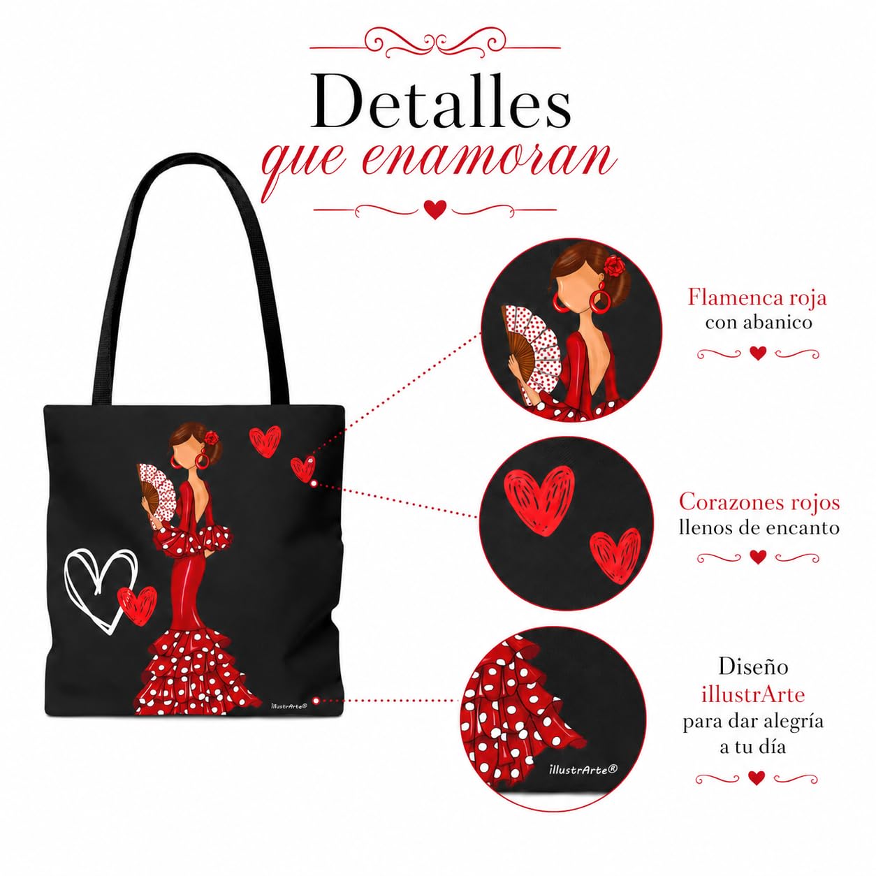 Bolsa tote Málaga flamenca Pepa con corazones 5